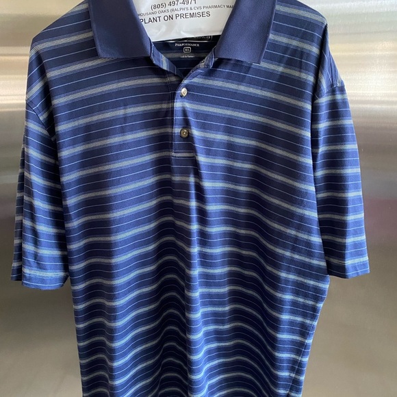 PEBBLE BEACH performance golf polo⛳️like NEW! Navy with stripes- fabric travels! - Picture 1 of 8